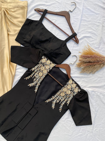 Beautiful Designer Black Color French Crape With With Sequence Embroidered Blazer