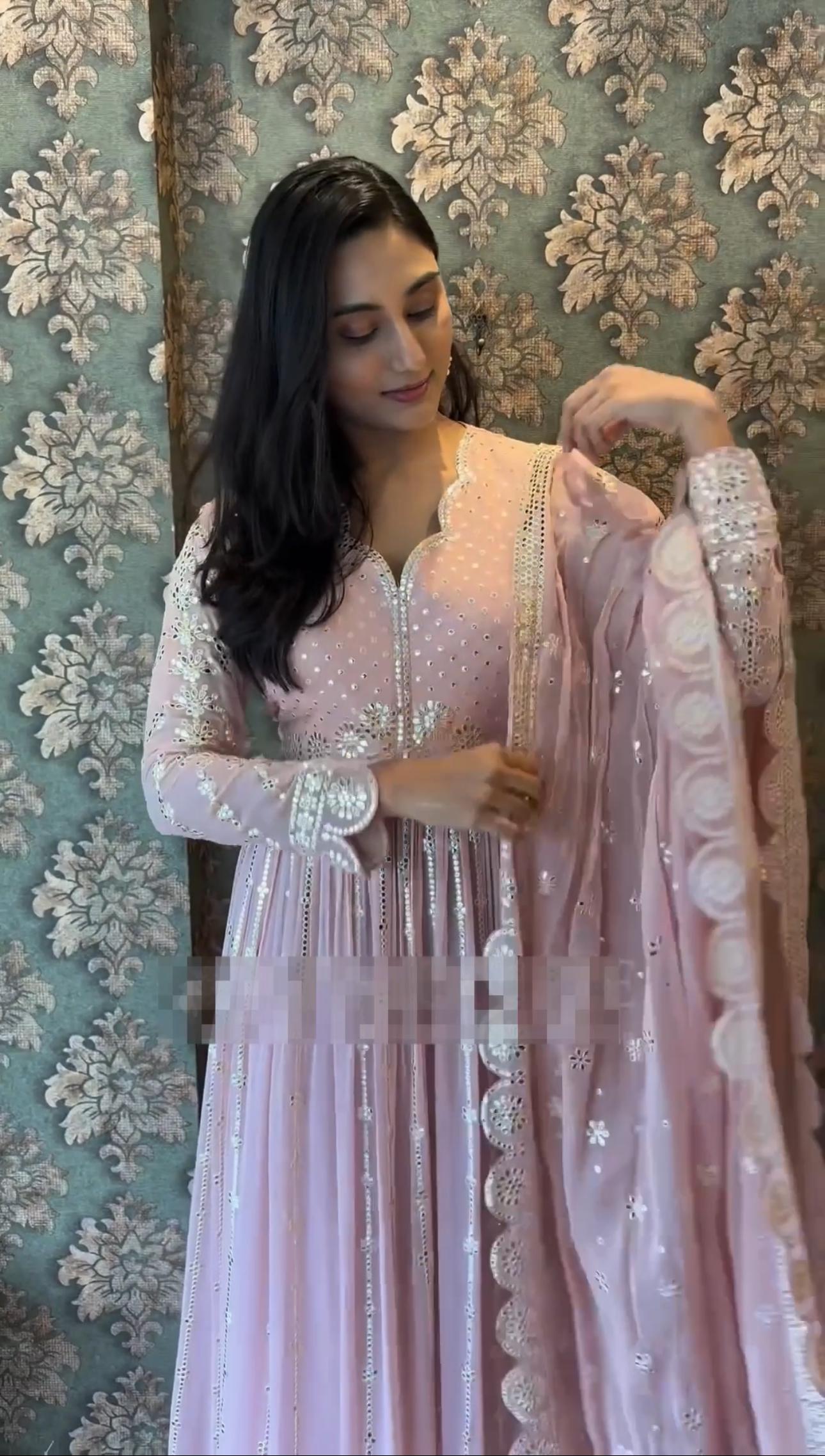 Function Wear Lavender Color Faux Georgette With Heavy Embroidery Thread Work Designer Gown