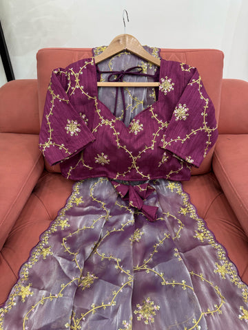 Function Wear Purple Color Heavy Jimmy Chu And Thread With Sequence Work Saree