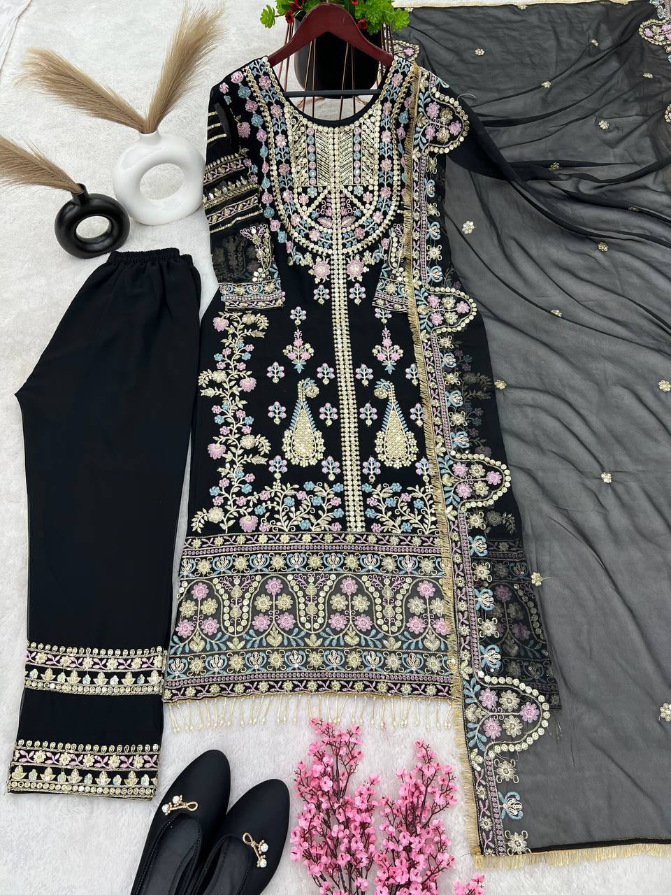 Fantastic Black Sequence Work Salwar Suit