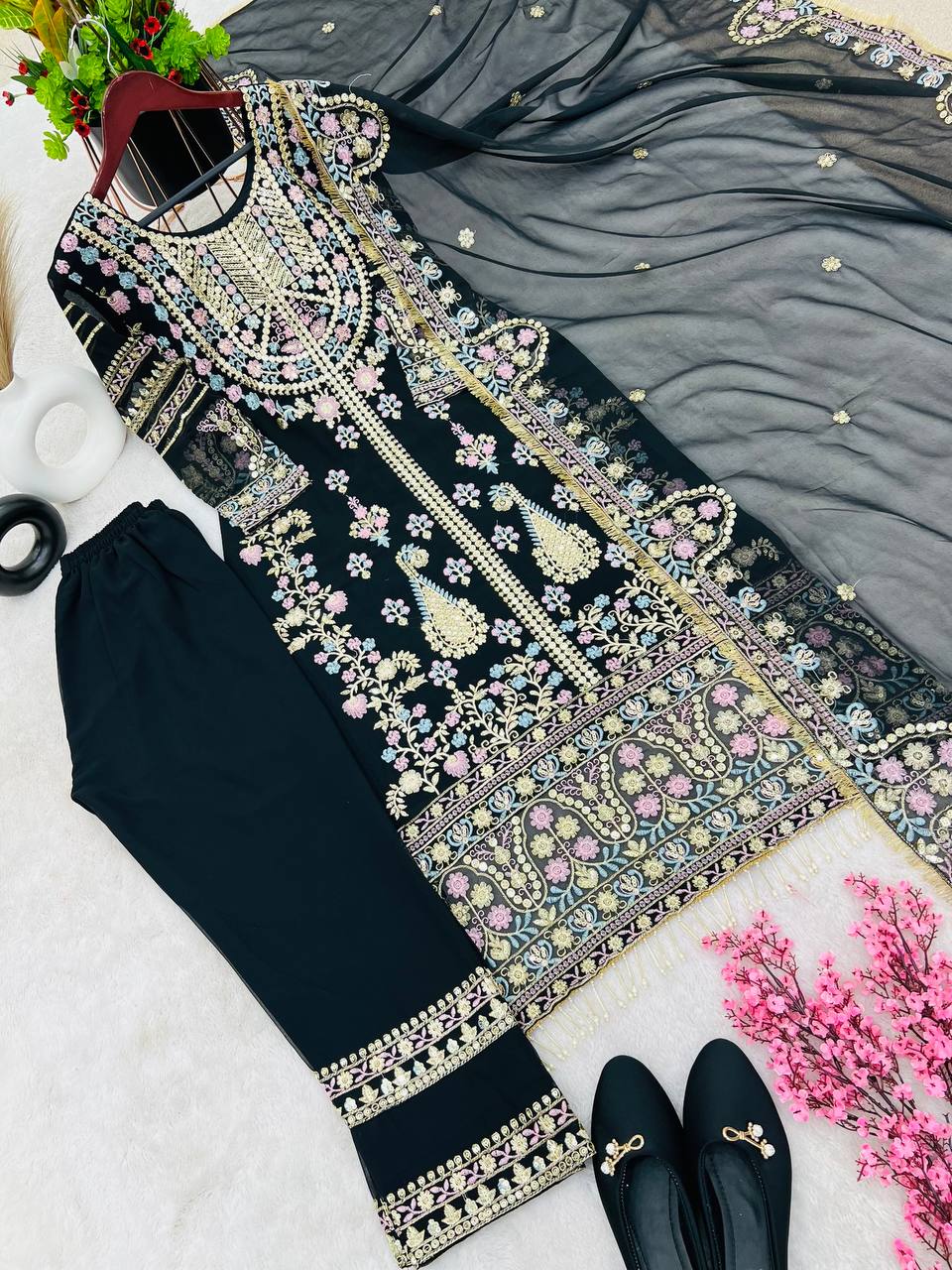 Fantastic Black Sequence Work Salwar Suit