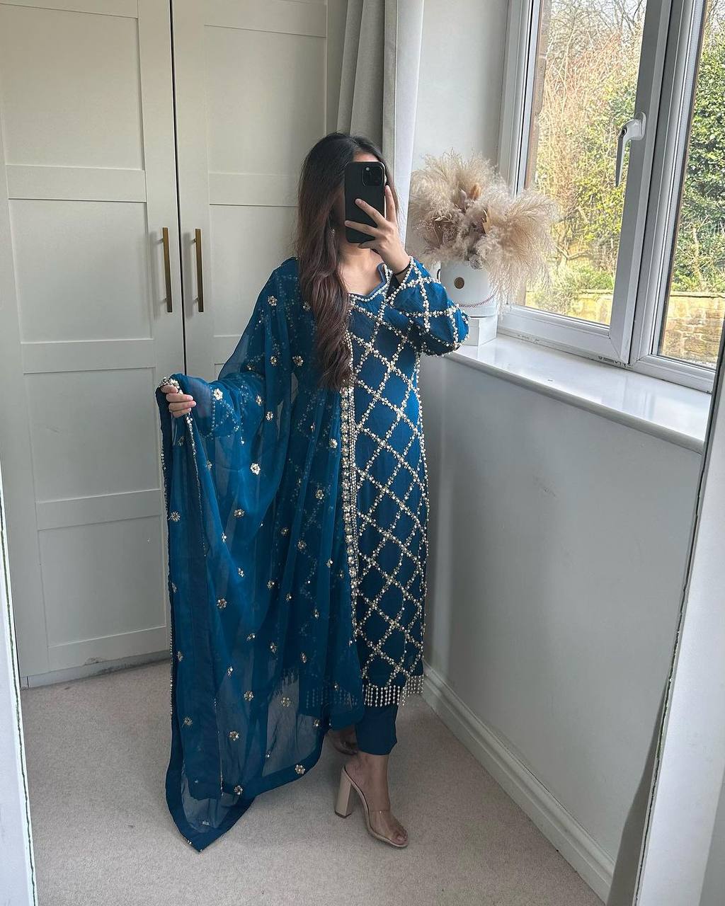 Innovative Work Blue Salwar Suit With Dupatta