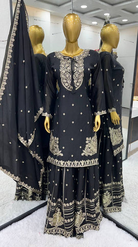 Function Wear Black Color Sharara Suit
