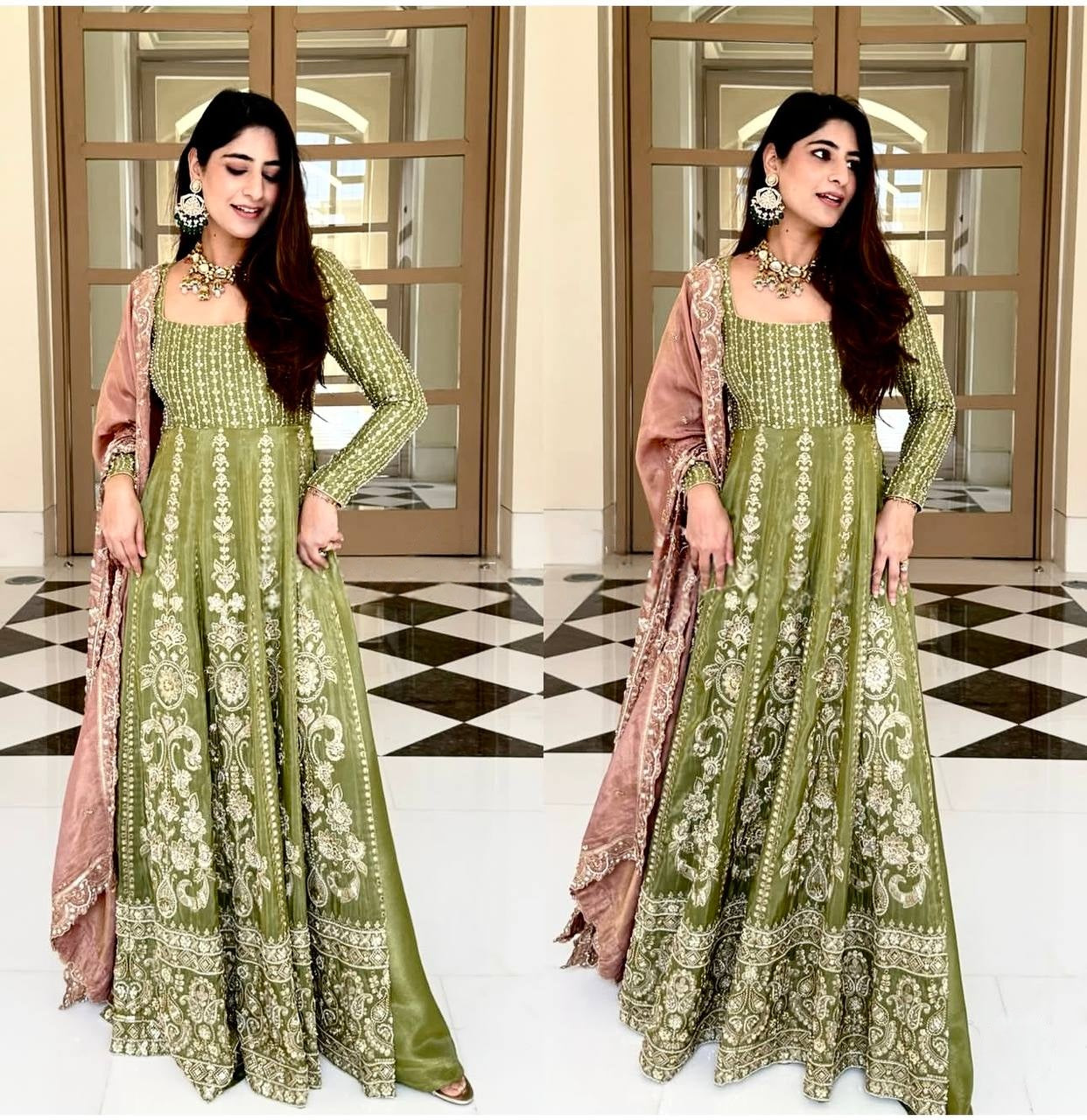 Festive Wear Faux Georgette with Heavy Embroidery Sequin Work Palazzo Suit